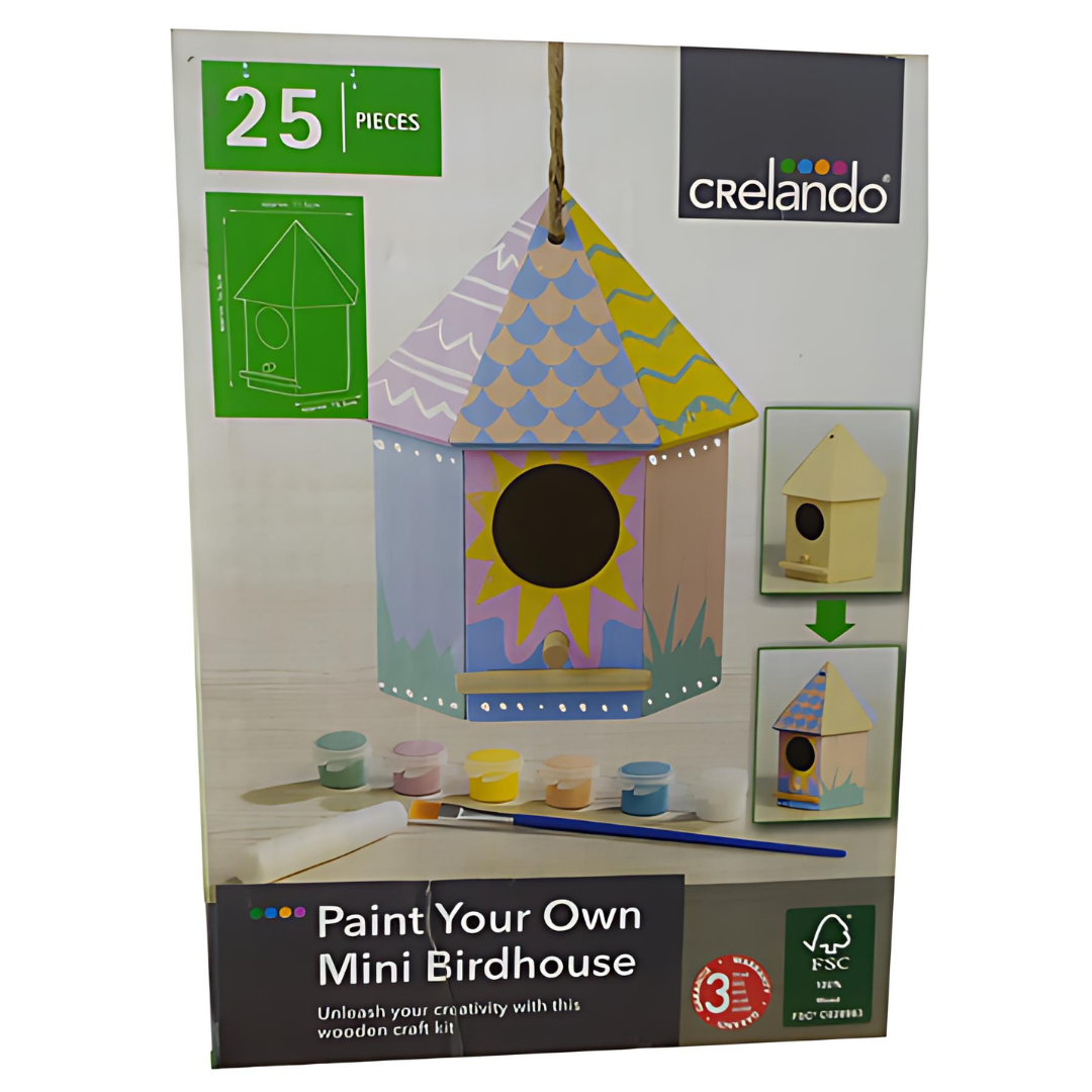 Crelando Paint Your Own Mini Bird House 17 Pieces Or 25 Pieces