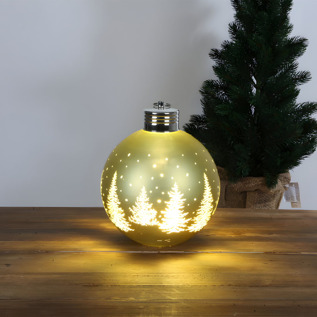 LED Christmas ball made of glass 20 cm Gold