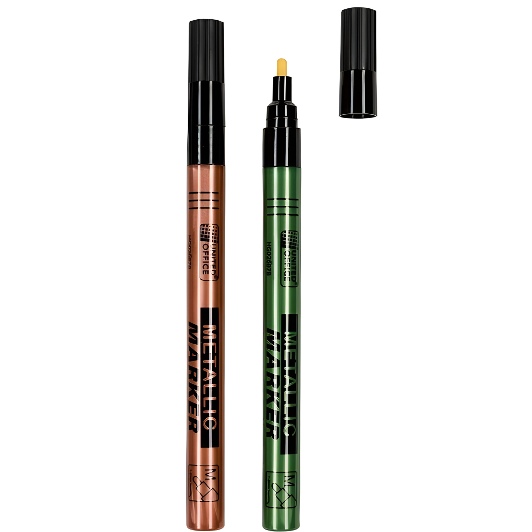 United Office Metallic Markers Copper Green Set Of 2 ,1-2mm