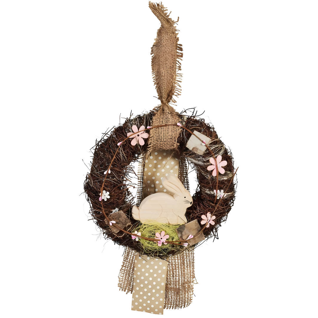 Decorative Easter wreath made of wicker vine ø 28 cm