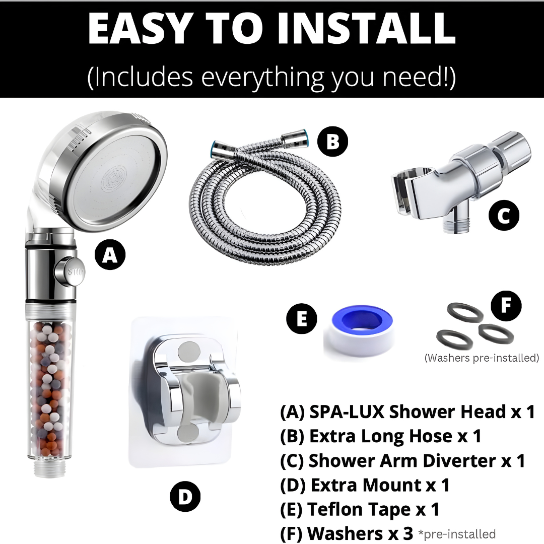 Ionic Filtered Shower Head Set with Accessories