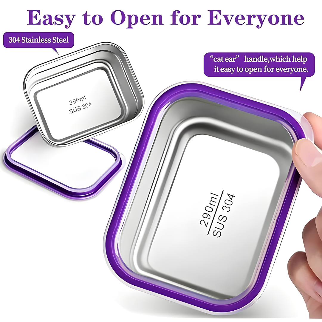 Bento Lunch Box with Insulated Bag 4 Compartment Stainless Steel