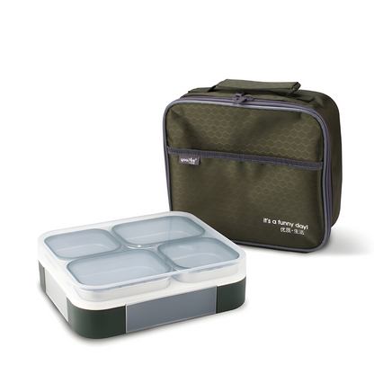 Bento Lunch Box with Insulated Bag 4 Compartment Stainless Steel