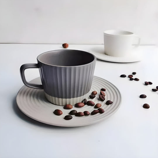 Frosted Coffee Mug With Saucer - European Household

