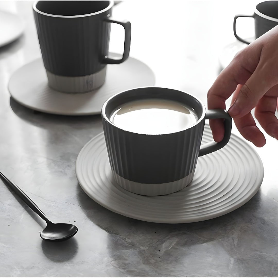 Frosted Coffee Mug With Saucer - European Household


