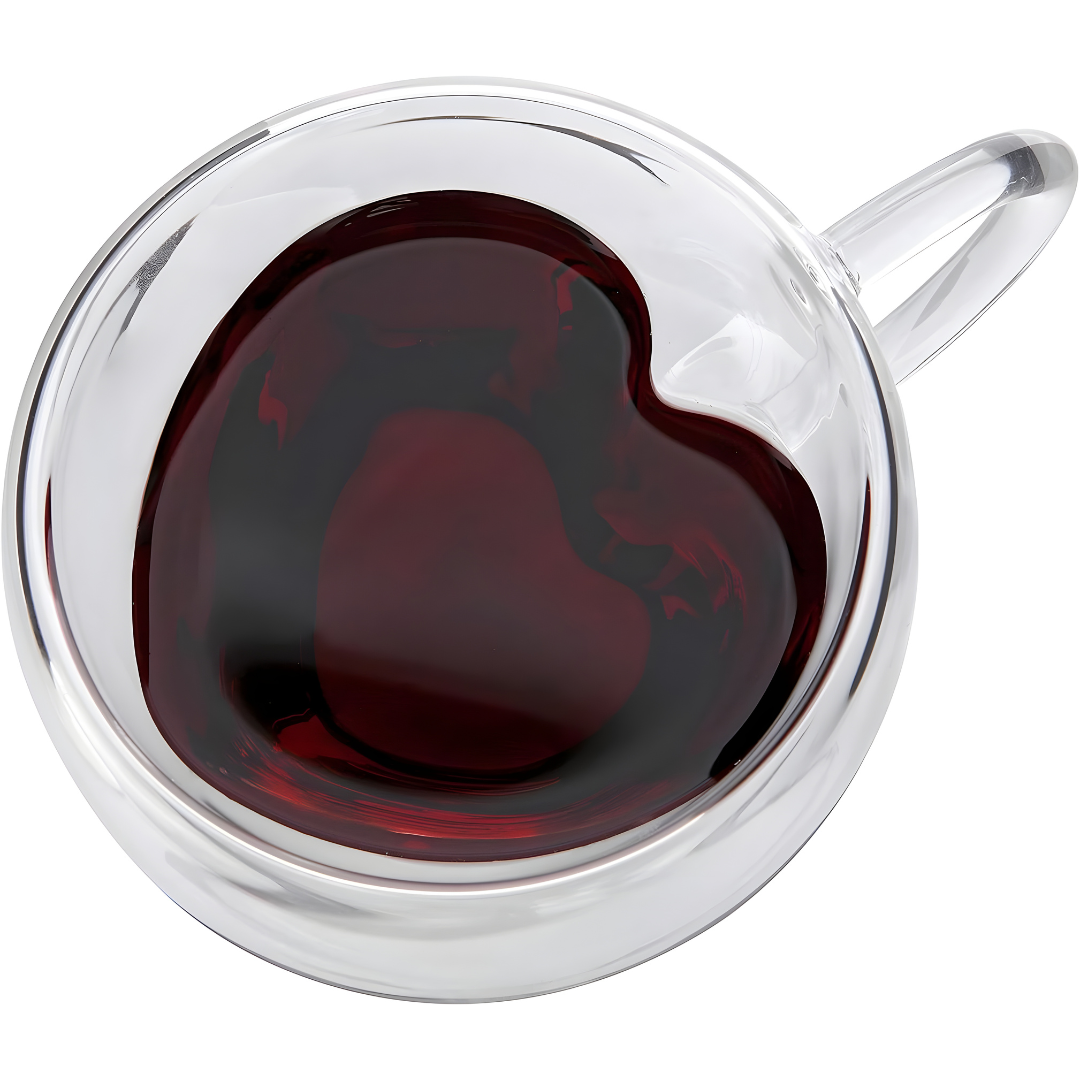 Heart-Shaped Double Wall Glass Mug, 250ml