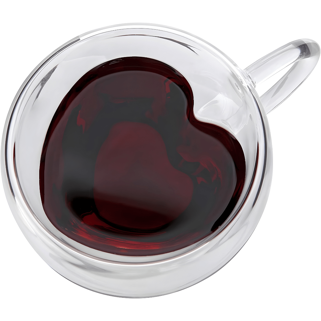 Heart Shaped Double Wall Glass Mug | European Household

