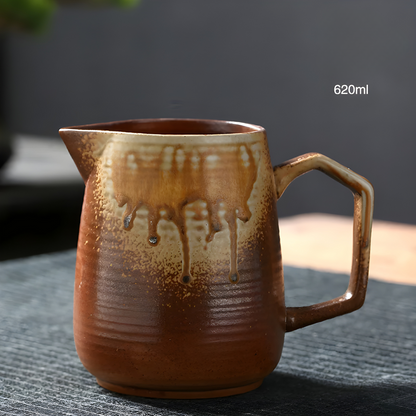 Premium Handmade Stoneware Coffee Jug, 620ml European Design