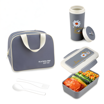 Bento Lunch Box Set for Kids Gray Or Green