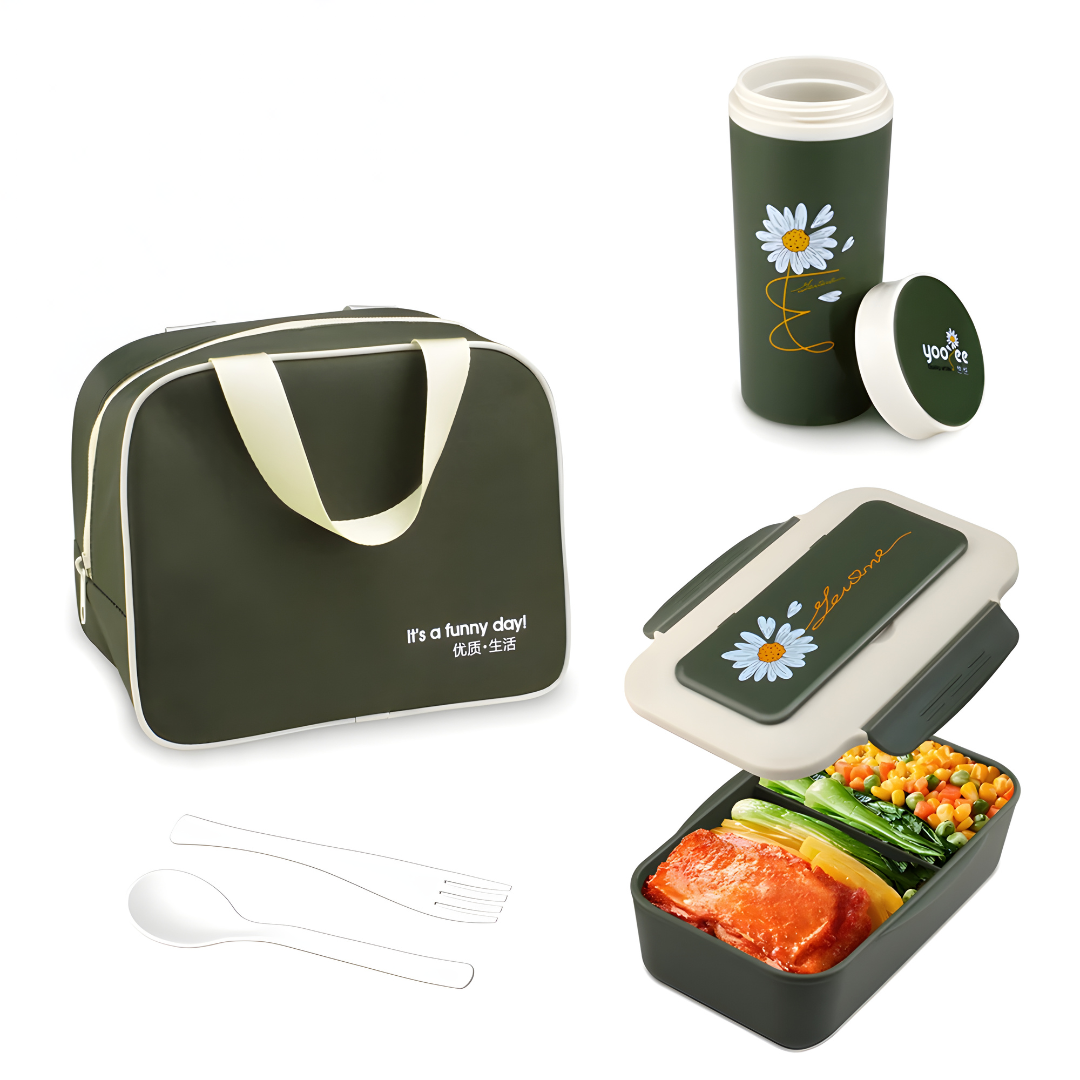 Bento Lunch Box Set for Kids Gray Or Green