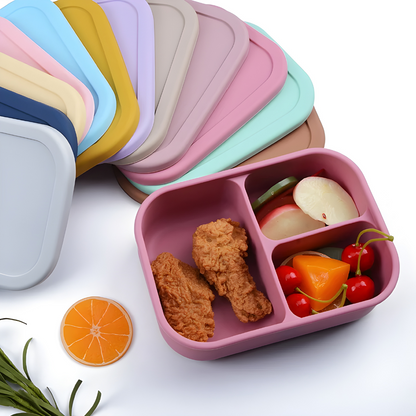 BPA-Free Kids 3-Compartment Silicone Bento Box