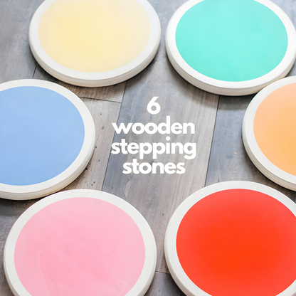 Colorful Montessori Wooden Stepping Stones for Balance Set Of 6