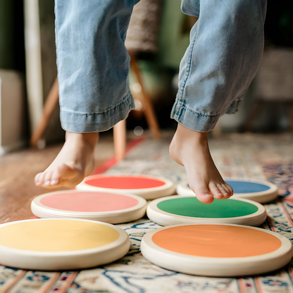 Colorful Montessori Wooden Stepping Stones for Balance Set Of 6