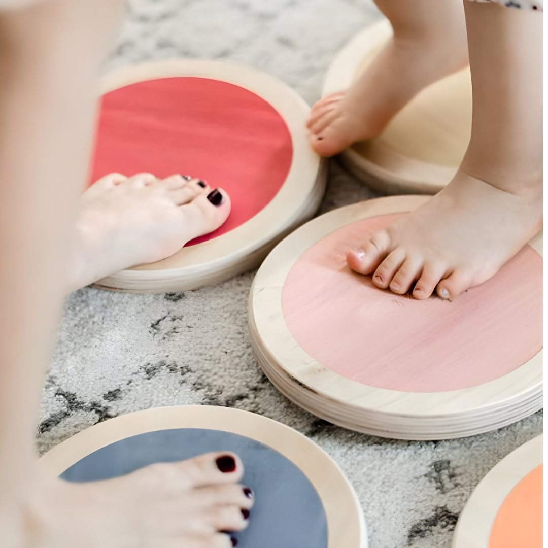 Colorful Montessori Wooden Stepping Stones for Balance Set Of 6