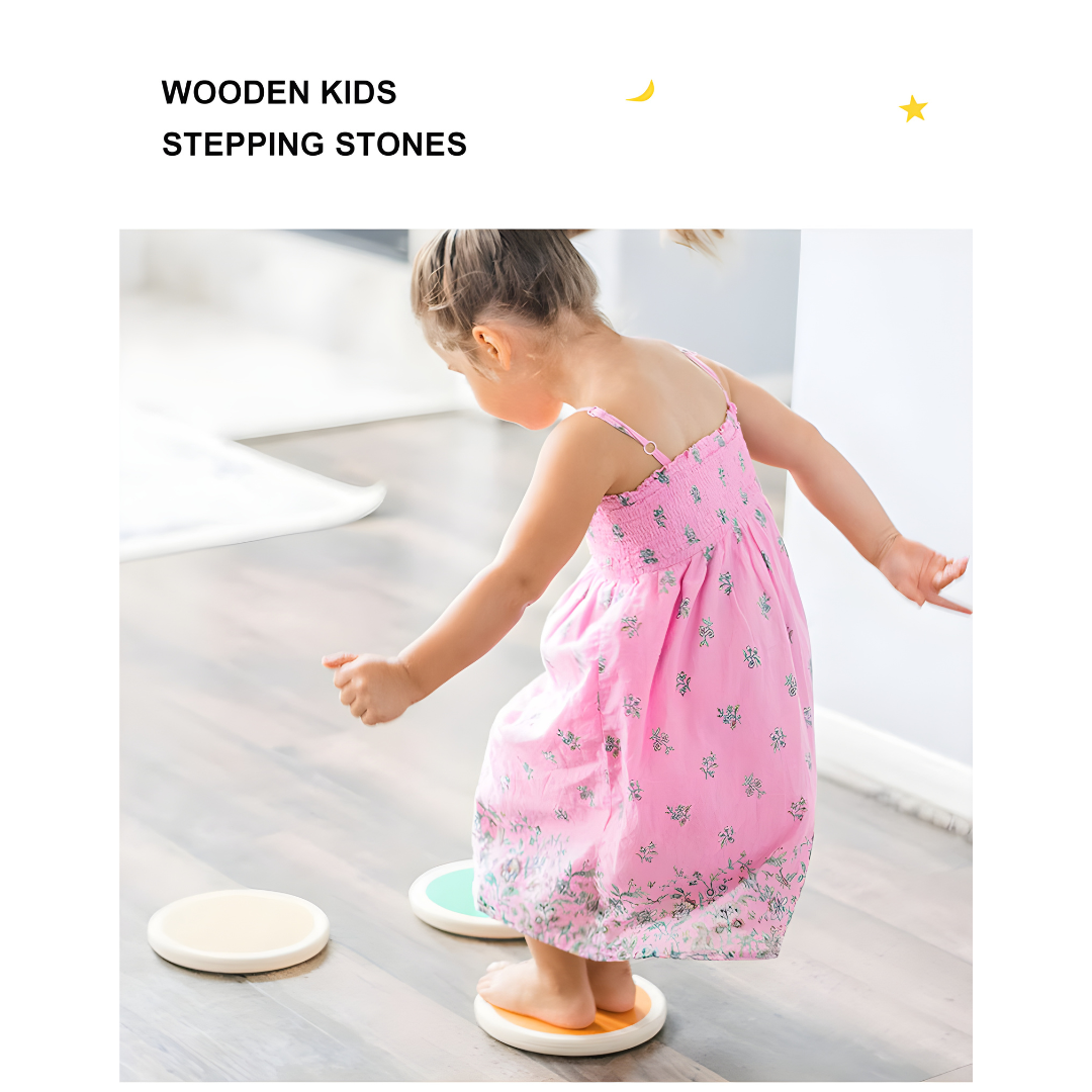 Colorful Montessori Wooden Stepping Stones for Balance Set Of 6