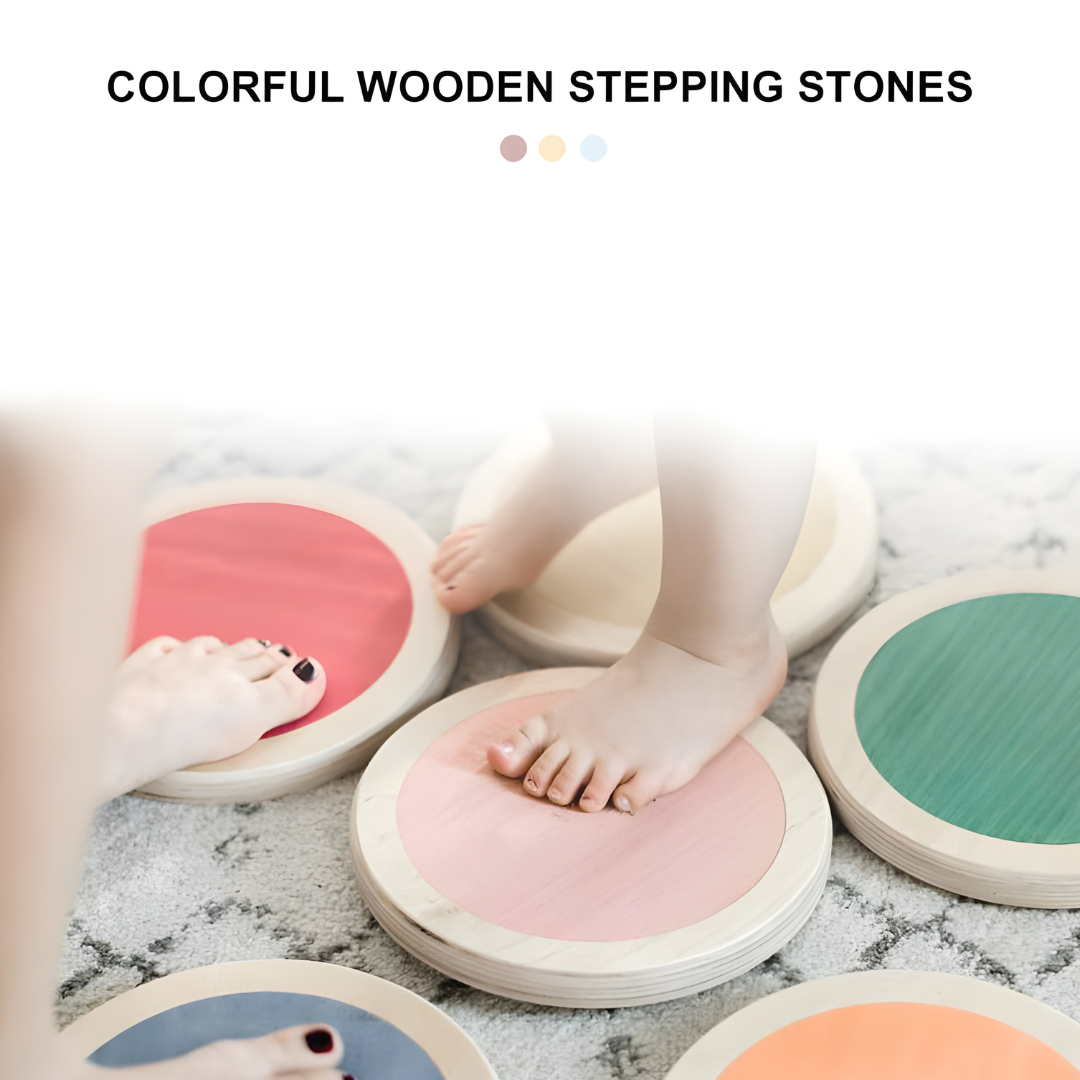 Colorful Montessori Wooden Stepping Stones for Balance Set Of 6