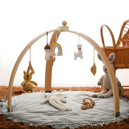 Natural Wooden Baby Activity Gym with Mat