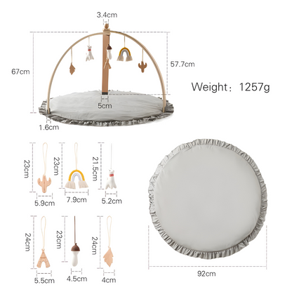 Natural Wooden Baby Activity Gym with Mat