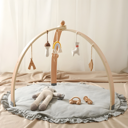 Natural Wooden Baby Activity Gym with Mat