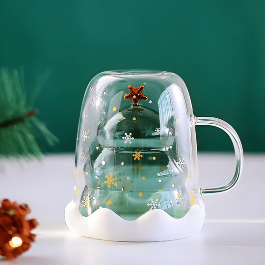 Christmas Double Wall Glass with Coaster –European Household -Lebanon