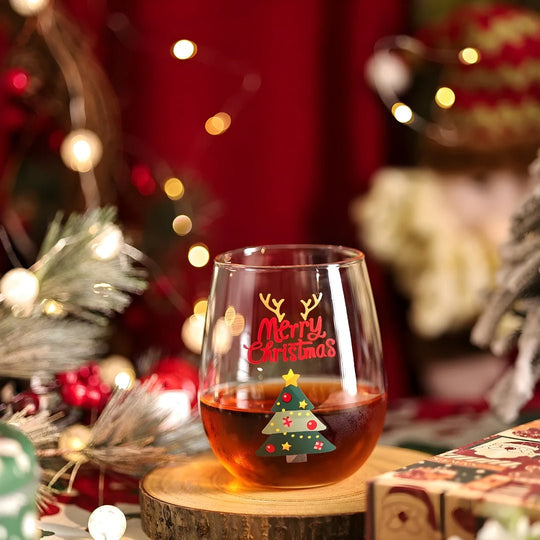 Printed Christmas-Themed Stemless Glass Cup-European Household Lebanon
