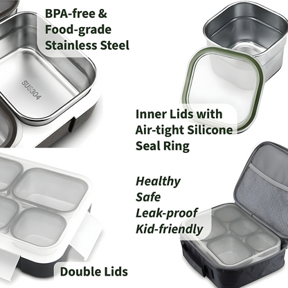 Premium Stainless Steel 5-Compartment Lunchbox