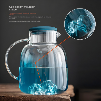 Nordic Glass Pitcher Set with Mountain Design