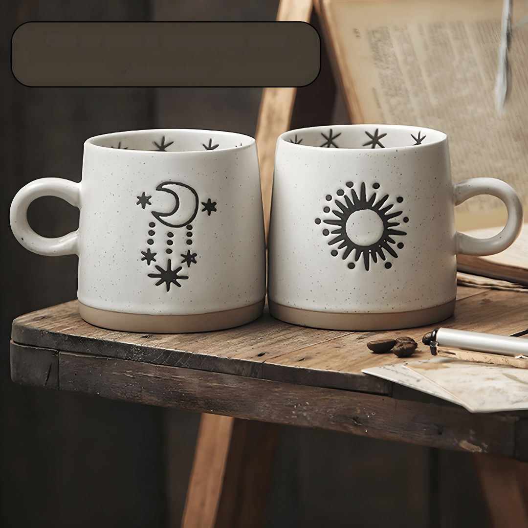 Handmade 300ml stoneware coffee mug with polka dot design – premium ceramic cup for tea or coffee, durable & stylish, available in Beirut Lebanon.