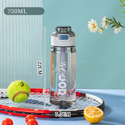 BPA-Free 750ml Clear Sports Bottle with Straw