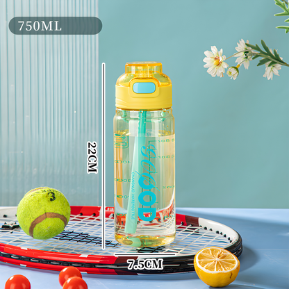 BPA-Free 750ml Clear Sports Bottle with Straw