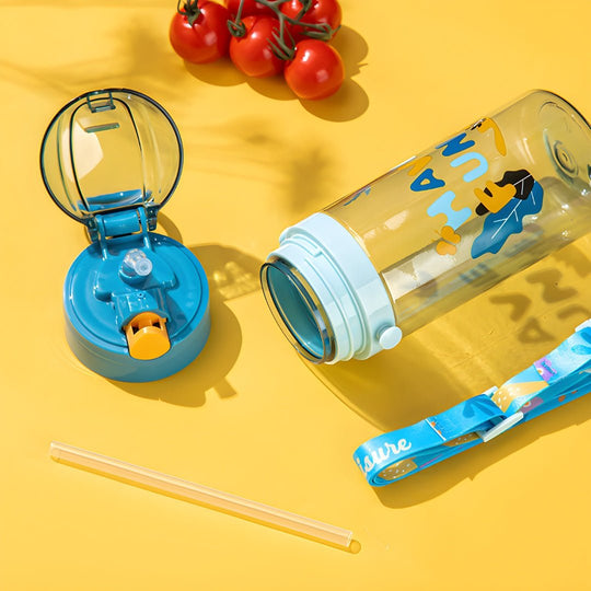 زجاجة مياه للأطفال خالية من مادة BPA بسعة 520 مل مع ماصة