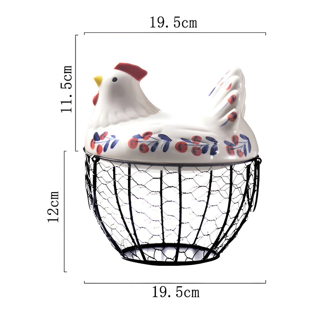 Hand-Painted Ceramic Egg Storage Basket