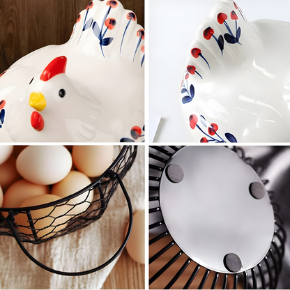 Hand-Painted Ceramic Egg Storage Basket