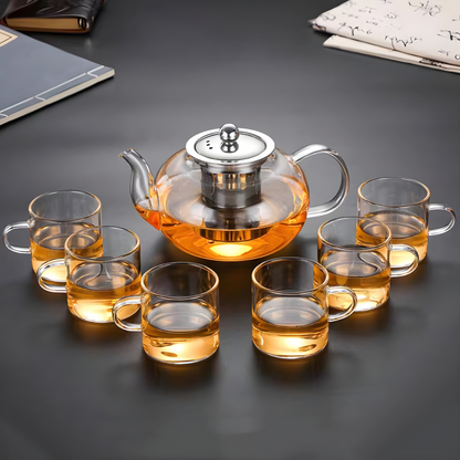 Elegant Borosilicate Glass Tea Set 800ML