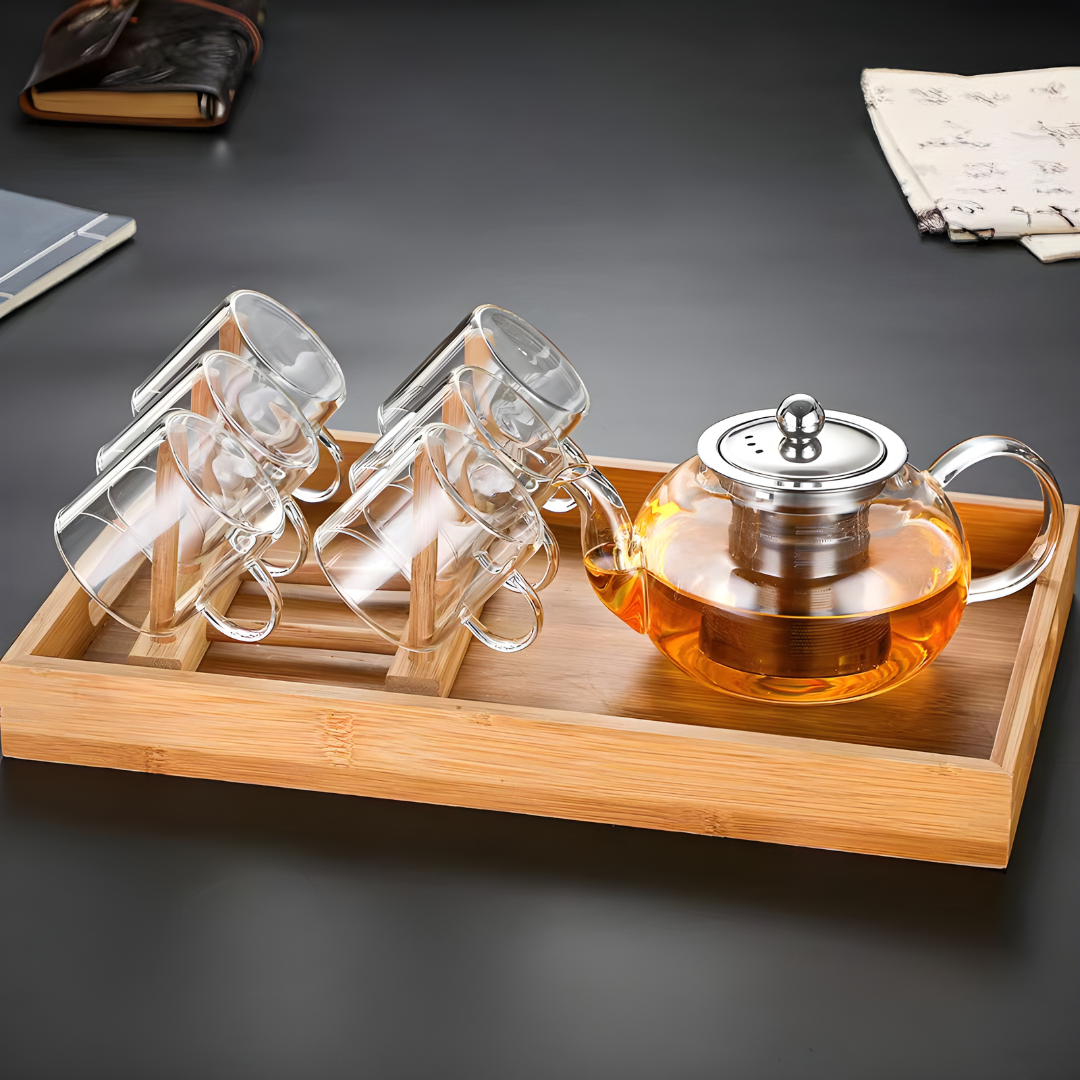 Elegant Borosilicate Glass Tea Set 800ml |European Household |Lebanon