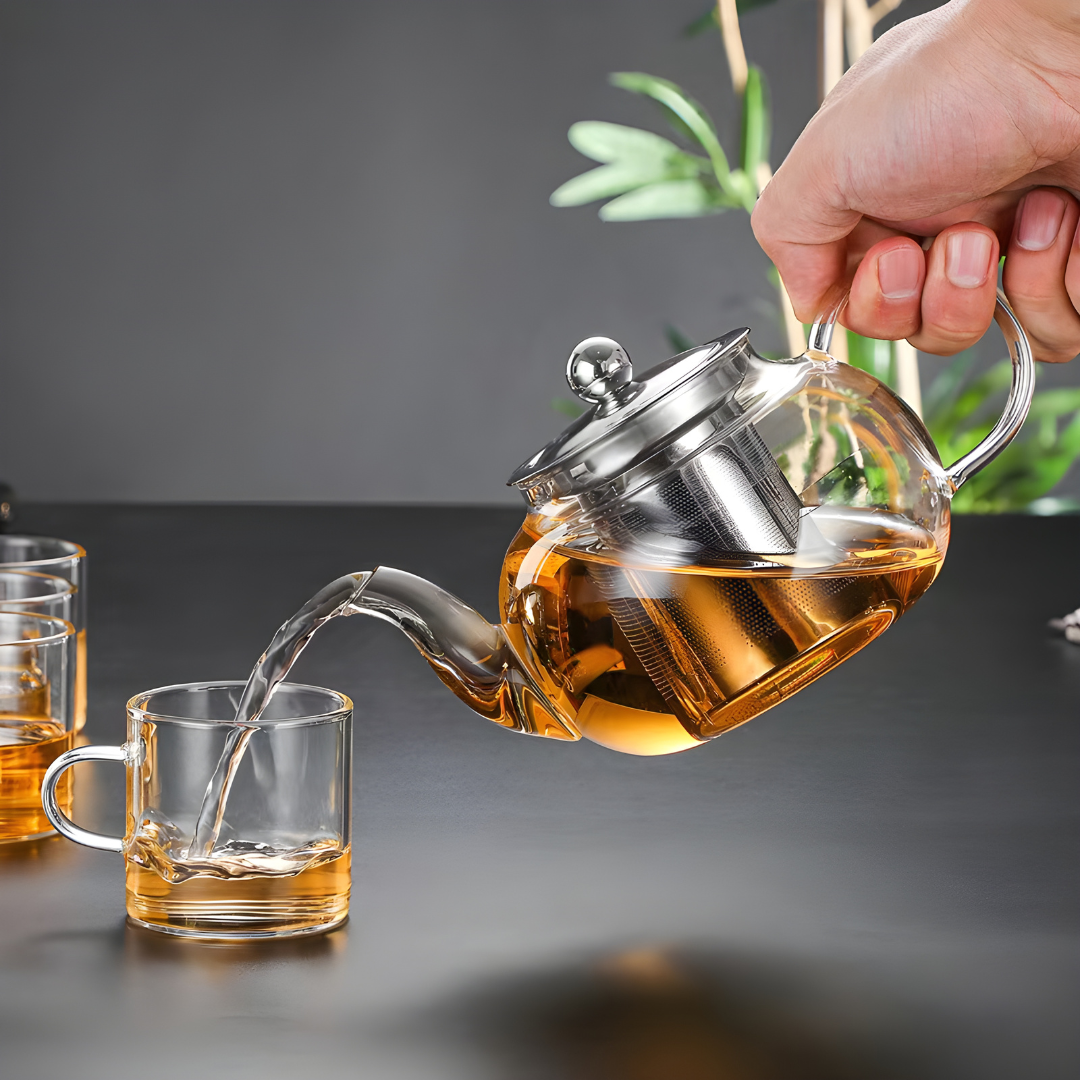 Elegant Borosilicate Glass Tea Set 800ML