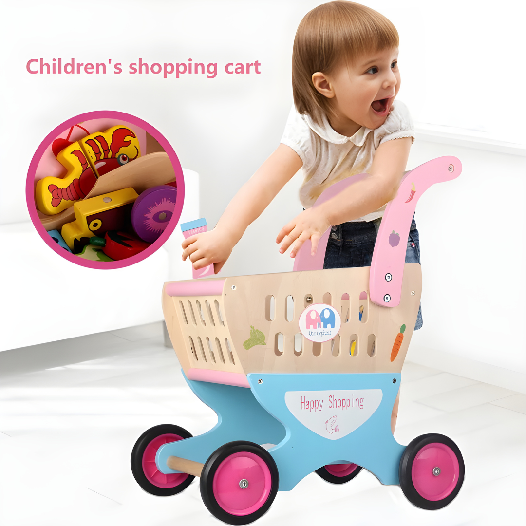 Wooden Shopping Cart with Accessories 3+