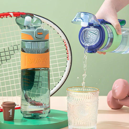 680ML Adult Sports Bottle with Strainer – Leakproof & BPA-Free