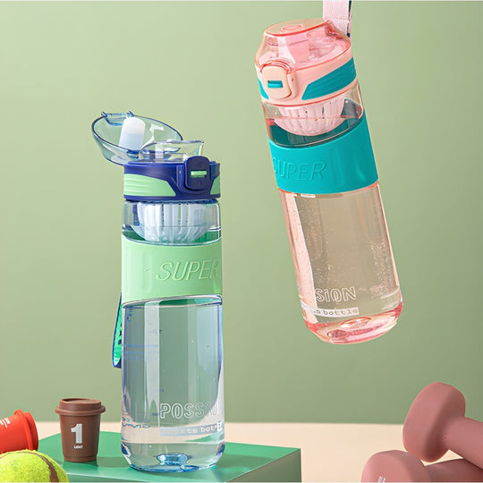 680ML Adult Sports Bottle with Strainer – Leakproof & BPA-Free