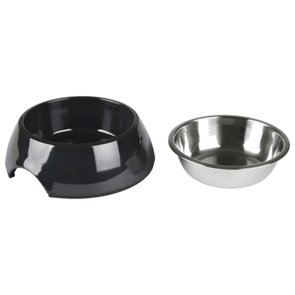 Stainless steel 700ml dog bowl with anti-slip rubber base, available in Beirut Lebanon