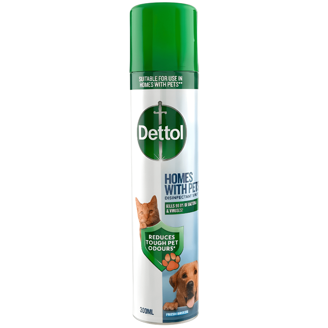 Dettol Homes With Pets Disinfectant Spray – 400ml, made in UK, kills 99.9% of bacteria and pet odours, available in Lebanon