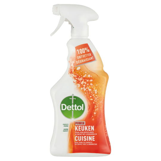 Dettol Power Kitchen Cleaner 750ml – 100% degreaser, food-safe disinfectant spray, Made in UK, available in Lebanon