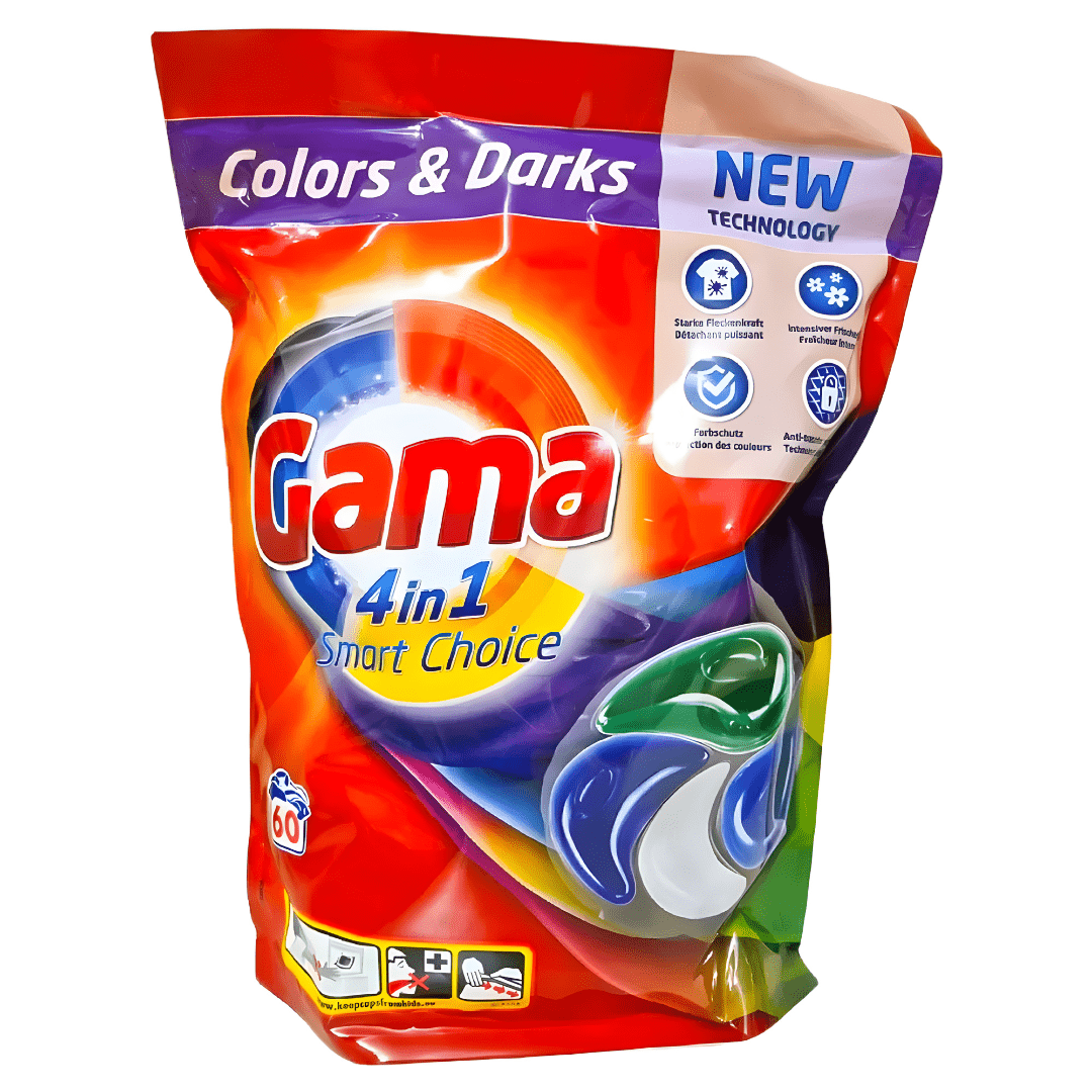 Gama 4-in-1 Color & Dark Laundry Capsules 60 pcs – Made in Spain