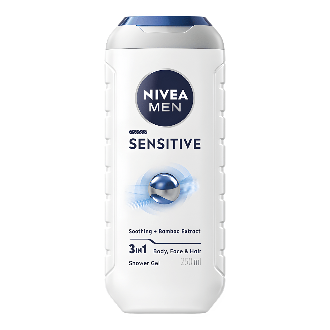 NIVEA MEN Sensitive 3-in-1 Shower Cream 250ml – EU Made – For Body, Face & Hair – Lebanon