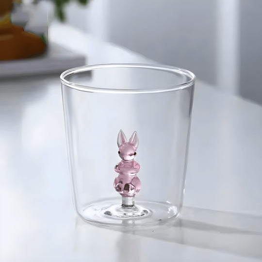 Elegant 300ml borosilicate glass tumbler with 3D rabbet design for Beirut homes