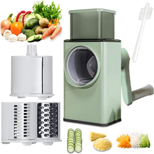 3-in-1 vegetable slicer with stainless steel drum blades for Lebanese kitchens