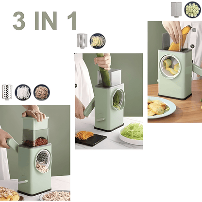 3-in-1 vegetable slicer with stainless steel drum blades for Lebanese kitchens