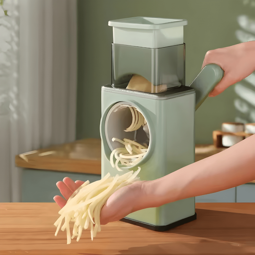 3-in-1 vegetable slicer with stainless steel drum blades for Lebanese kitchens