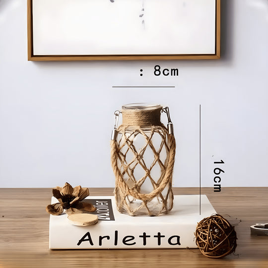 Rope Rustic Hanging Decorative Glass Vase