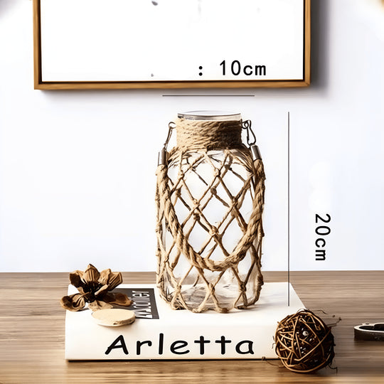 Rope Rustic Hanging Decorative Glass Vase